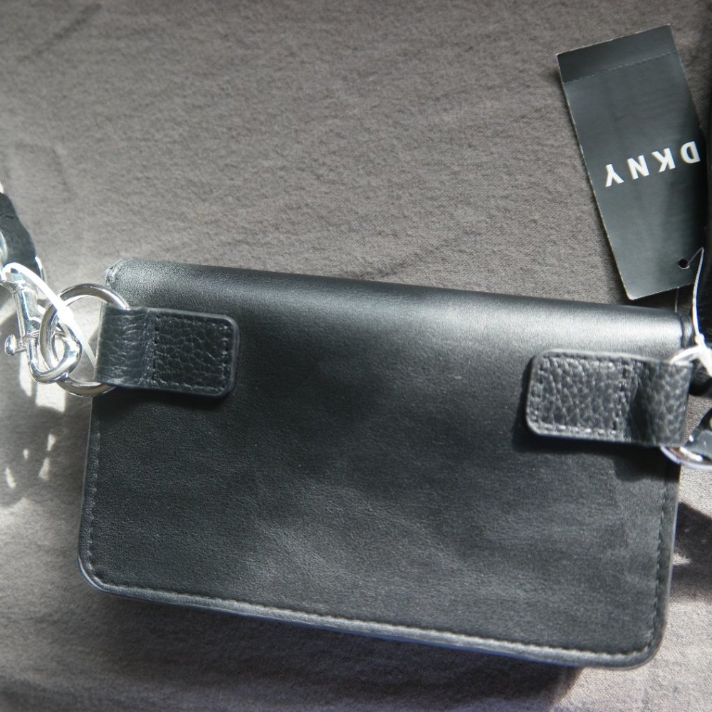 DKNY Tilly Black Flap Over Embossed Cross Body Bag - Picture 5 of 5
